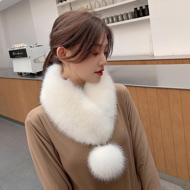 Winter Scarf for Women, Warm Fur Collar, Thick Fur Scarf, Imitation Fox Fur, High-end Temperament Scarf