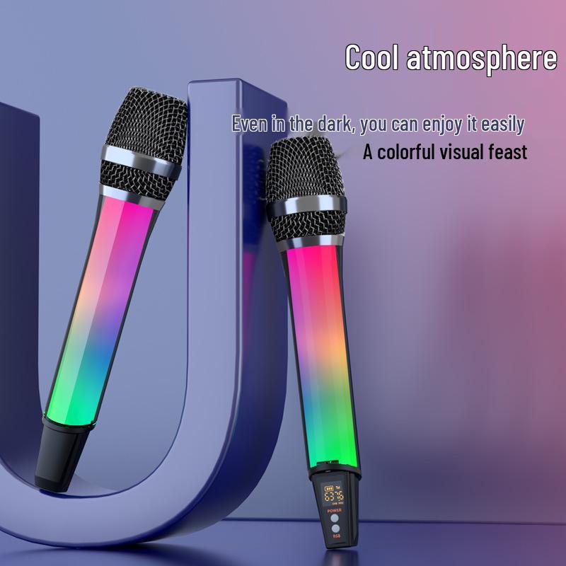 Беспроводной RGB-микрофон с цветной подсветкой для сценических выступлений, KTV и домашнего усилителя