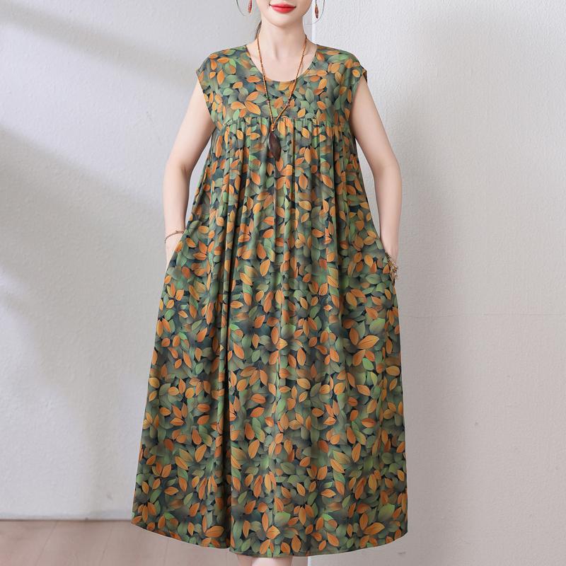 Летнее винтажное платье больших размеров, женские свободные повседневные элегантные длинные платья без рукавов большого размера