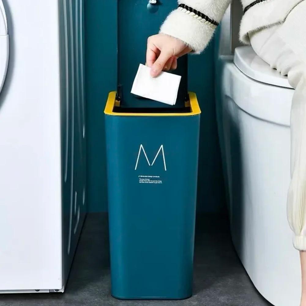 Rectangular Trash Can with Lid Waste Bins Wastebaskets Trash Bin  Kitchen