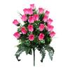 Artificial Cemetery Flower 24 Heads Faux Silk Rose Bush Memorial Rose Flower Bouquet for Headstones Gravesite Vase