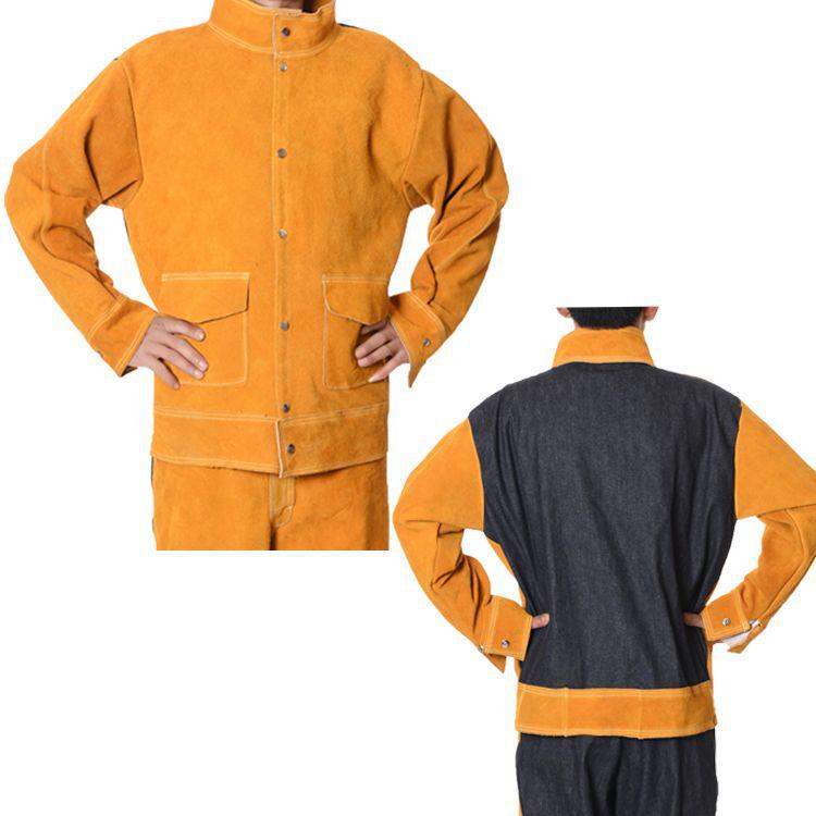 Anti-Scald Cowhide Welding Jacket: Leather & Cotton Protective Workwear