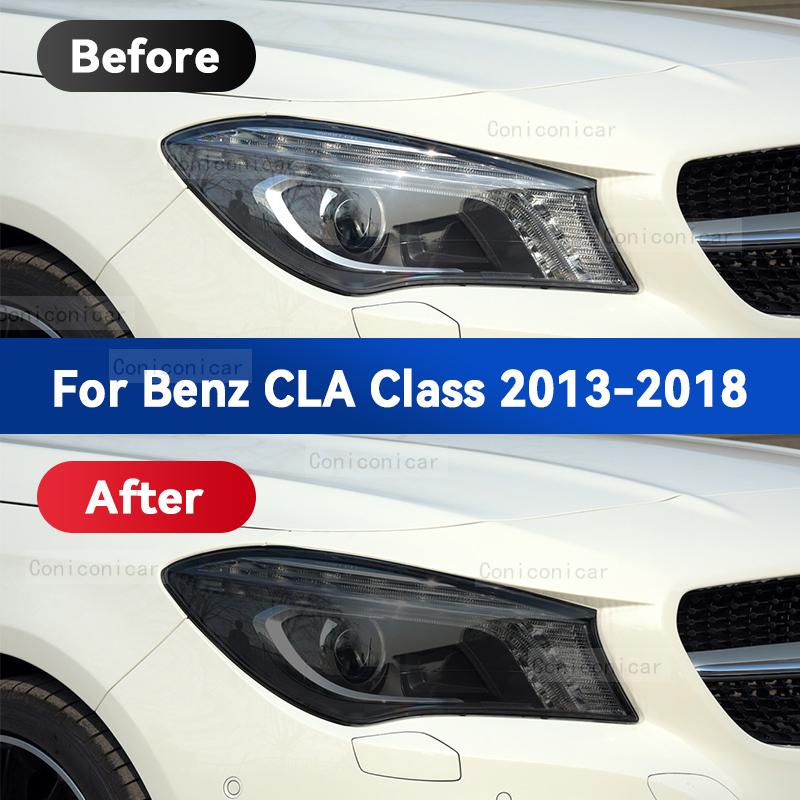 Для Mercedes Benz CLA Class 2013-2023 автомобильные фары, черная защитная пленка из ТПУ, передний светильник, оттенок, изменение цвета, наклейки, аксессуары