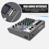 15W Professional Mixer Sound Mixing Console Computer Stage Recording USB Sound Card High Low Tone Bluetooth DJ Live Broadcast 6-channel