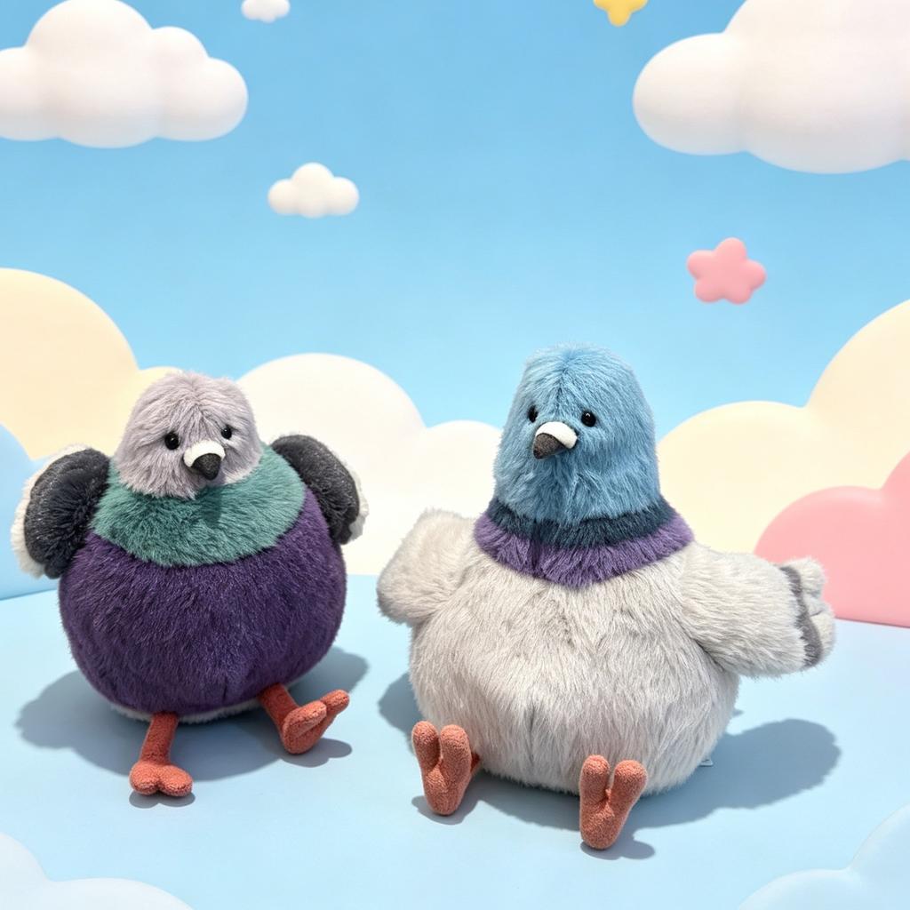Blue Chubby Pigeon PP Cotton Super Soft Plush Toy Stuffed Bird Cute Round Body Kids Baby Shower Birthday Gift