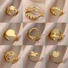 Opening Rings for Women Stainless Steel Gold Color Geometric Ring Fashion Simple Party Christmas Jewelry Gift