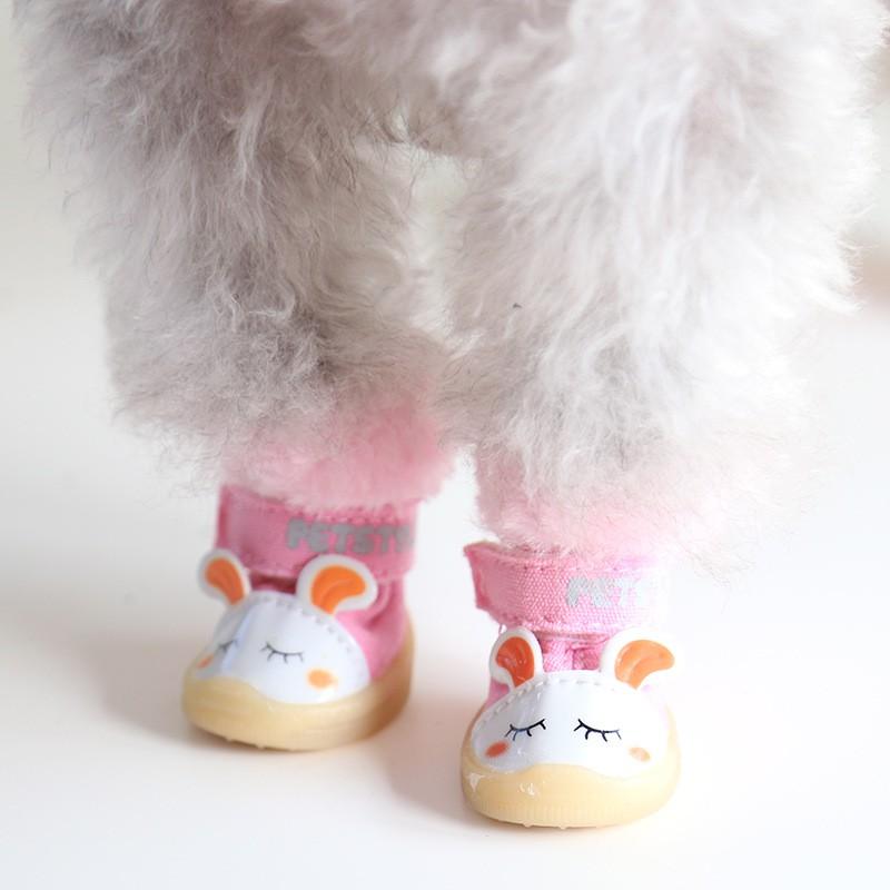 Petstyle Warm Bunny Dog Shoes Winter Anti-slip Small Dogs Teddy Pomeranian