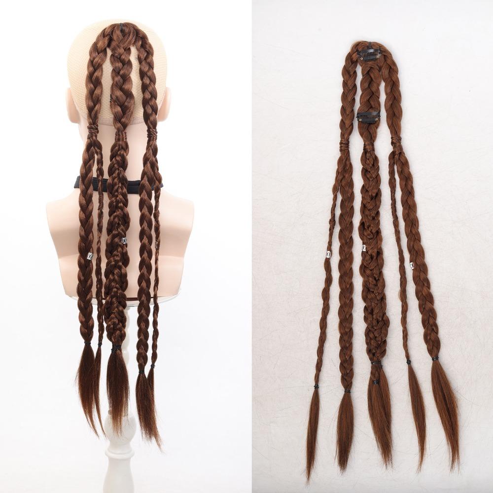 Длинные Viking Hair Extensions Clip In Ручная работа Косы Хвосты Аксессуары для Воина эпохи Возрождения