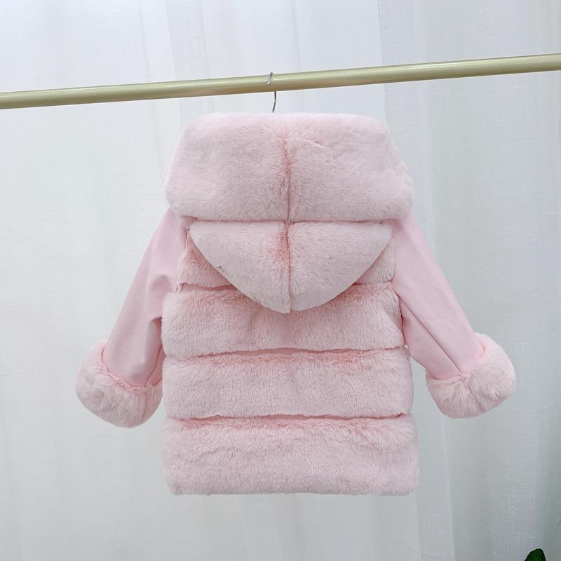 Autumn and Winter Children's Cotton-padded Hooded Fur Short Coat