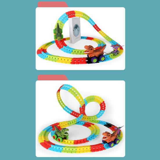 1 комплект игрушечных треков для машинок-динозавров с легкой музыкой, обучающий трек для самостоятельного изготовления