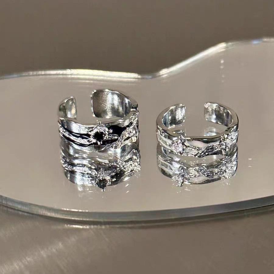 Adjustable Dark Star Ring: Men's & Women's High-End Luxury Design for Index Finger