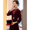 Pasite Velvet Embroidered Chinese Style Mother of the Bride/Groom Dress