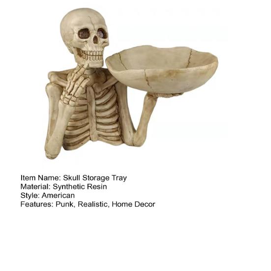 Хэллоуин Череп Конфетница Страшный Скелет Ключ Поднос для хранения фруктов и закусок Смола Панк Череп Декор для дома Столешница Вечеринка Бар