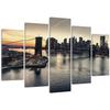 Five Piece Picture Canvas Print, Brooklyn Bridge In New York