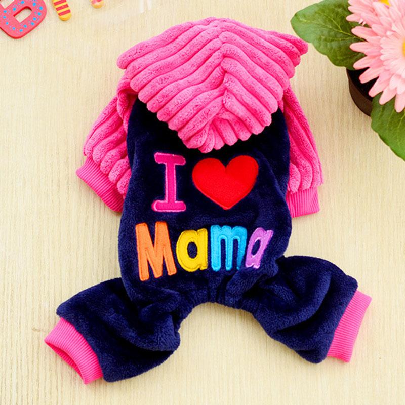 Зимний флисовый костюм для собак маленьких пород Love Mom Толстая одежда для щенков и кошек Чихуахуа Йоркширский терьер Пальто Куртка Одежда для домашних животных Наряд