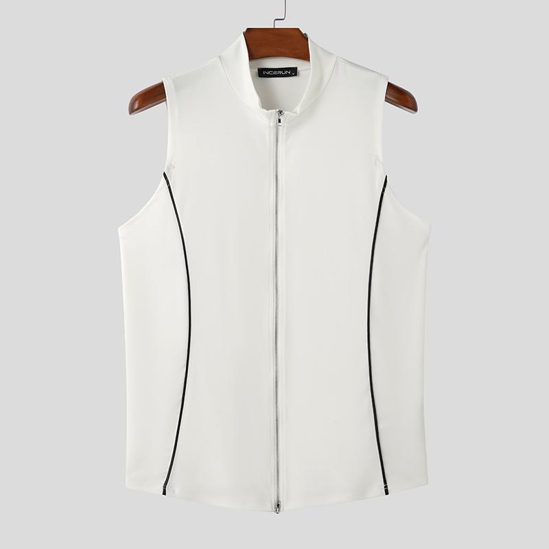 INCERUN Летние мужские повседневные облегающие майки без рукавов с вышивкой футболки