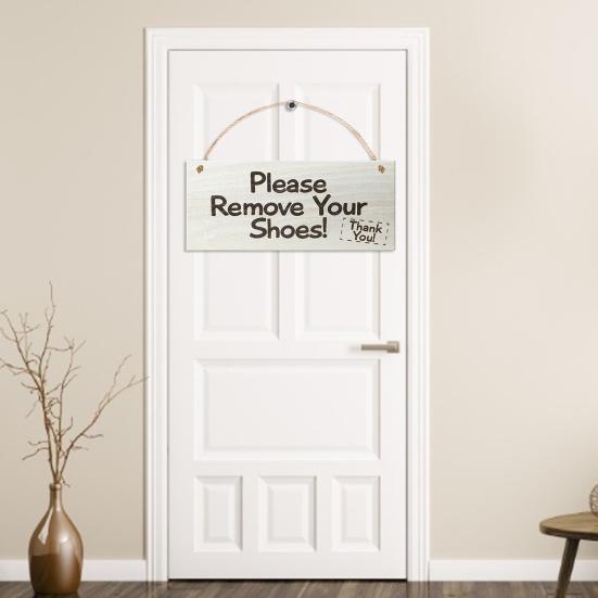 Creative with Hanging Rope Practical Decorative Please Remove Your Shoes Hanging Plaque Door Plaque