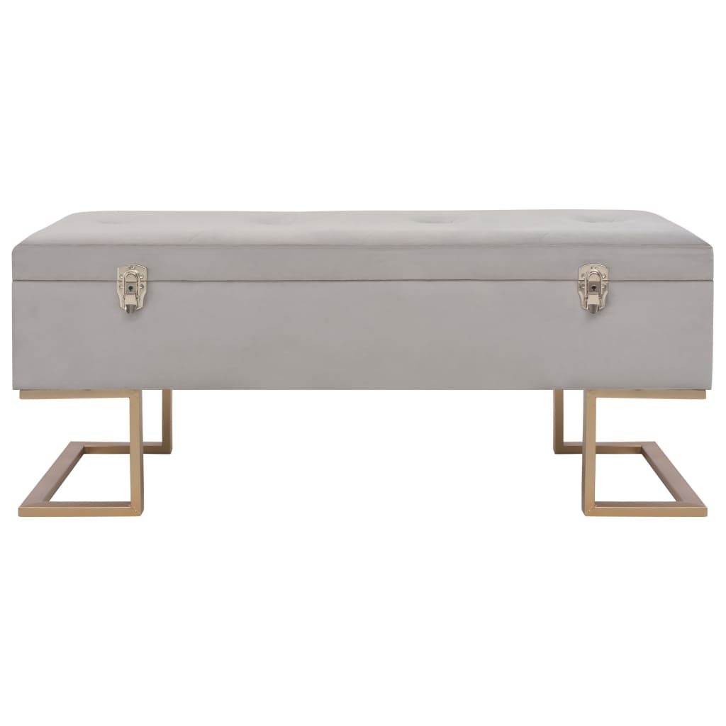 Vidaxl Ławka Ze Schowkiem, 105 Cm, Szara, Aksamitna