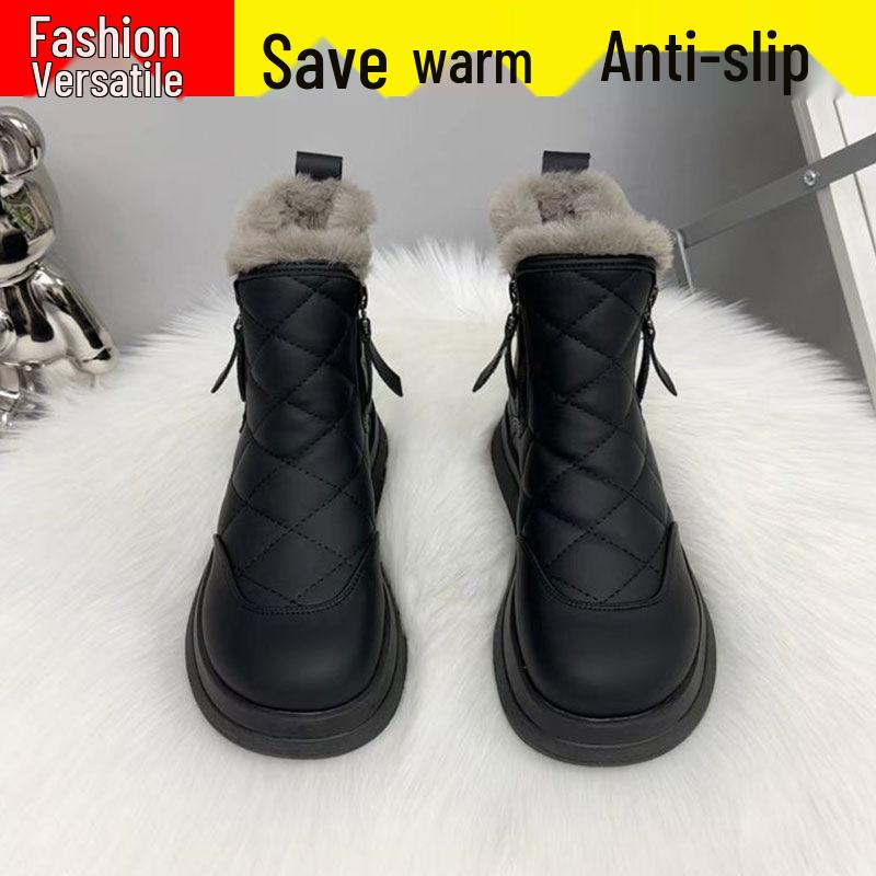 Women's Winter Fleece-Lined Snow Boots: Warm, Non-Slip, Versatile, Flat Ankle Boots.