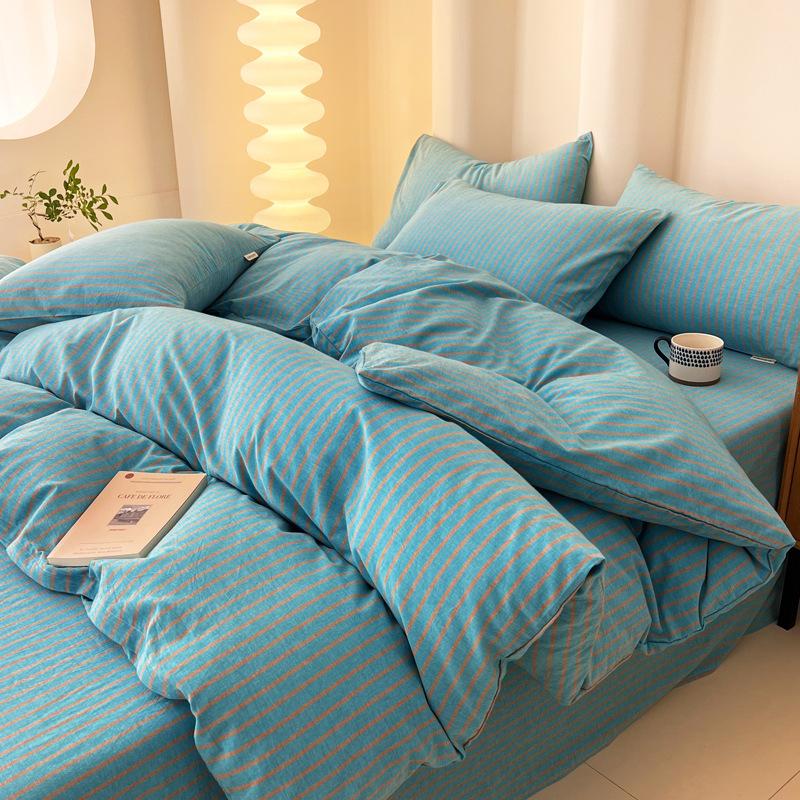 Хлопковая простыня Пододеяльник Спальня Двухъярусная кровать Покрывало из чистого хлопка Простыня Постельный набор Простой стиль