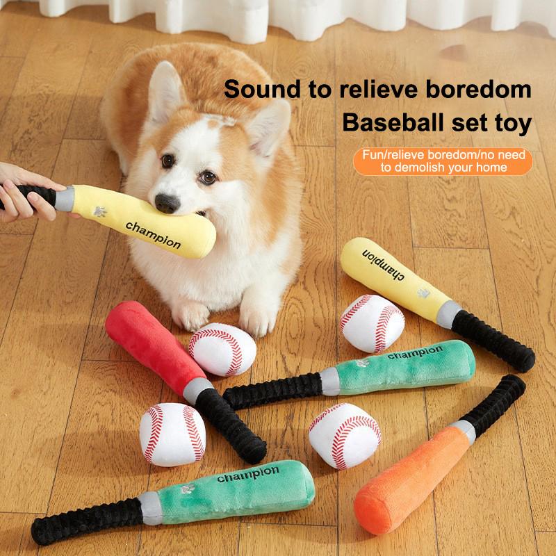 Устойчивая плюшевая бейсбольная бита, бейсбольная игрушка для собак, мягкая пищащая бейсбольная бита, игрушка для собак, интерактивная игрушка для домашних животных, товары для животных