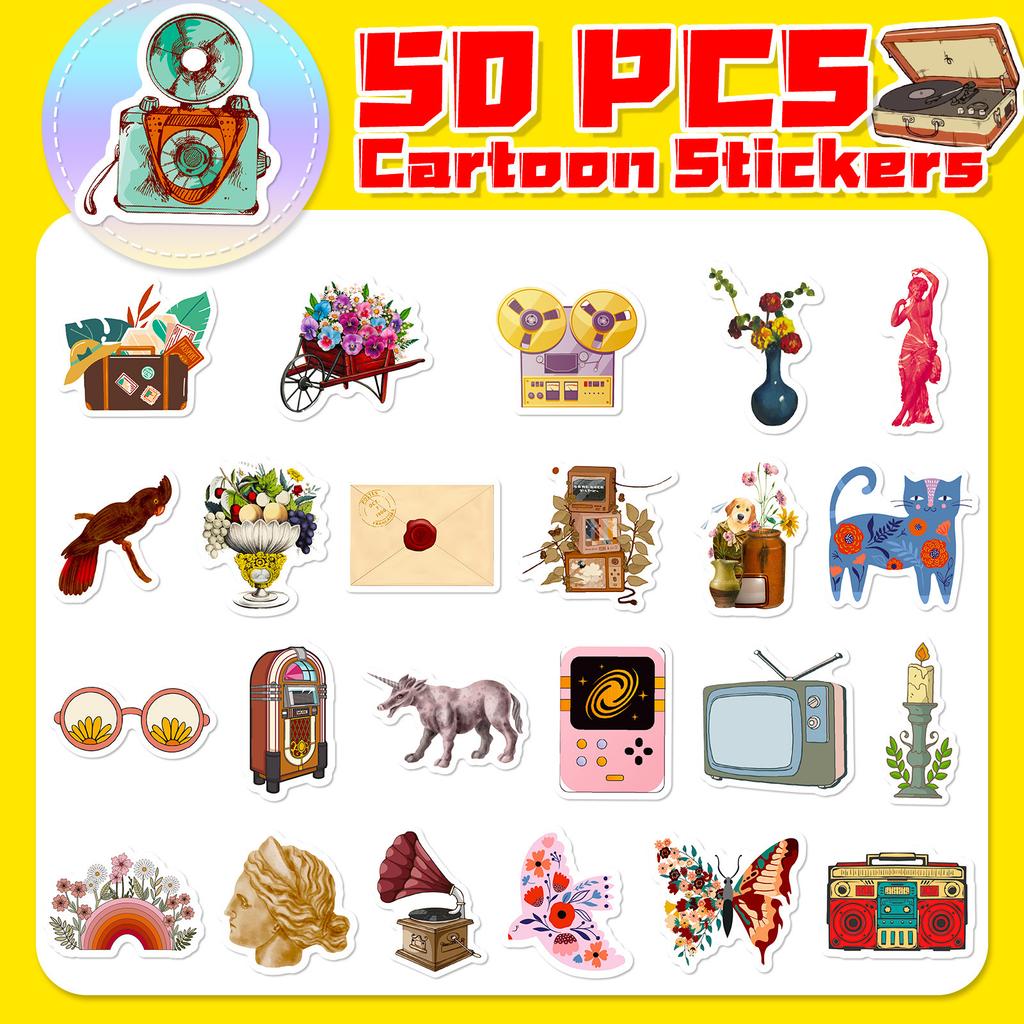 50 Ретро Эстетичных Наклеек Европейские И Американские Коричневые Богемные Эстетичные Литературные Наклейки с Узорами