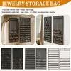 Hanging Jewelry Organizer Storage Roll With Hanger Wall Necklace Rack Display Hanging Wall/Door Metal Hook Double Sided Jewelry Rack