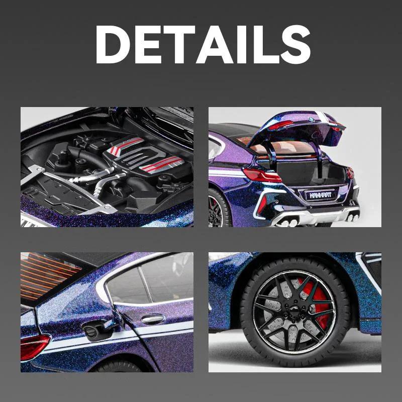 1/24 BMW M8 Alloy Superscar Модель Масштаб Литой Металлический Автомобиль Звук и Свет Моделирование Коллекционные Игрушки Подарок На День Рождения Детей