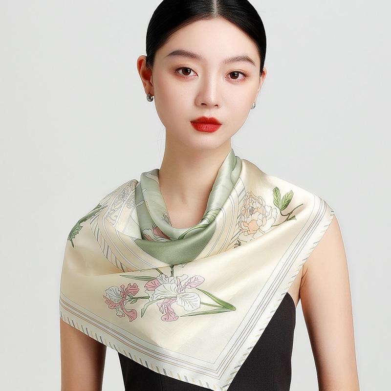 New high-end shawl with 100% mulberry silk digital printing square scarf, women's versatile silk scarf and scarf