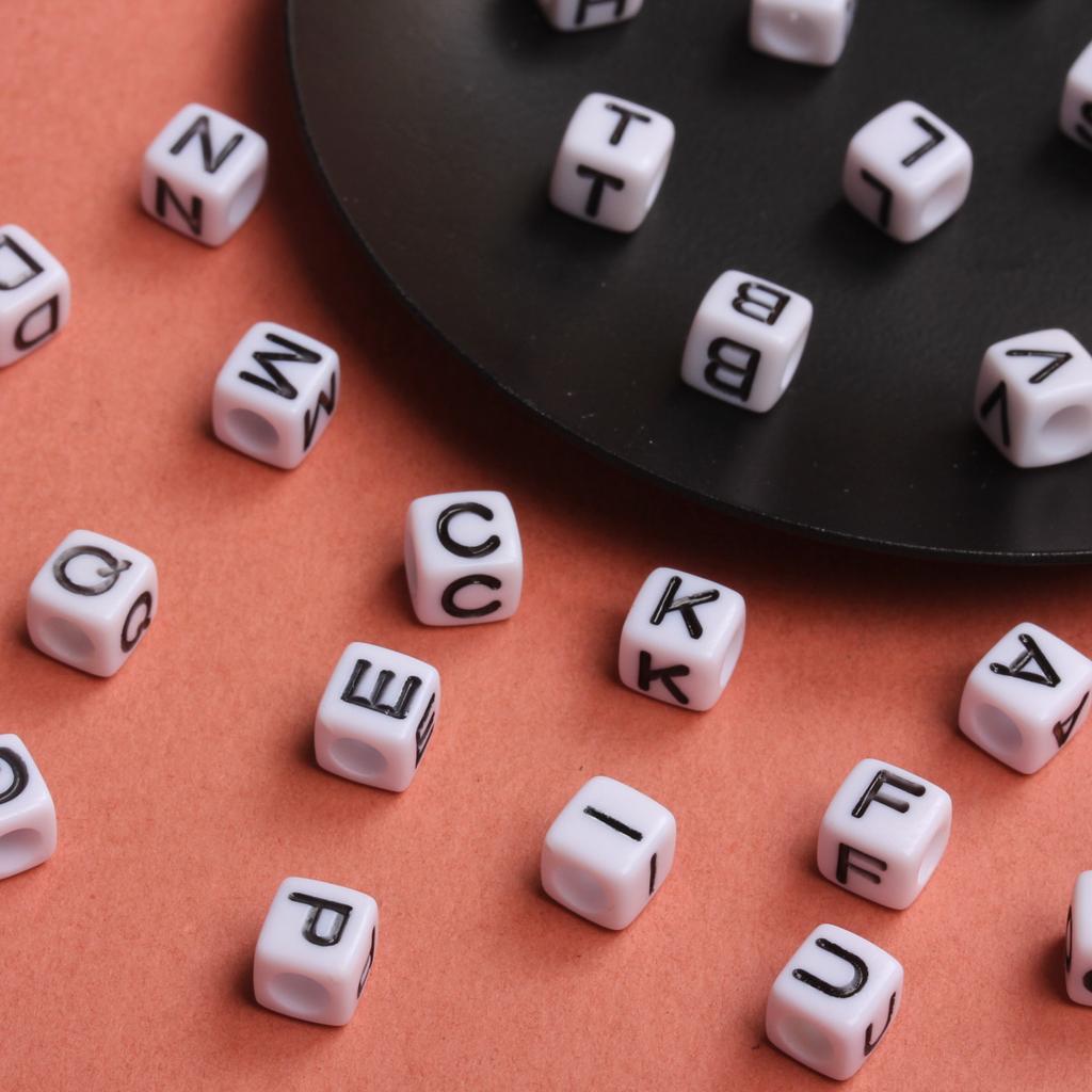 White Black Pendants Handcrafts Beading Material DIY 26 Letters Beads Bracelets Phone Chain 5.5mm Acrylic Big Hole Necklace DIY Jewelry Accessories