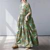 Fashionable Long Skirt Summer Short Sleeved Round Neck Printed Dress
