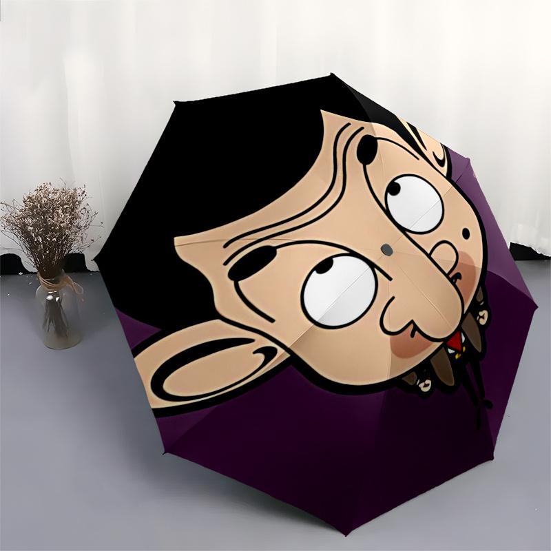 Mr.Bean Themed Travel Umbrella-8 Ribs Automatic Opening and Closing, Portable Folding Design, Compact and Stylish Umbrella Suitable for Outd