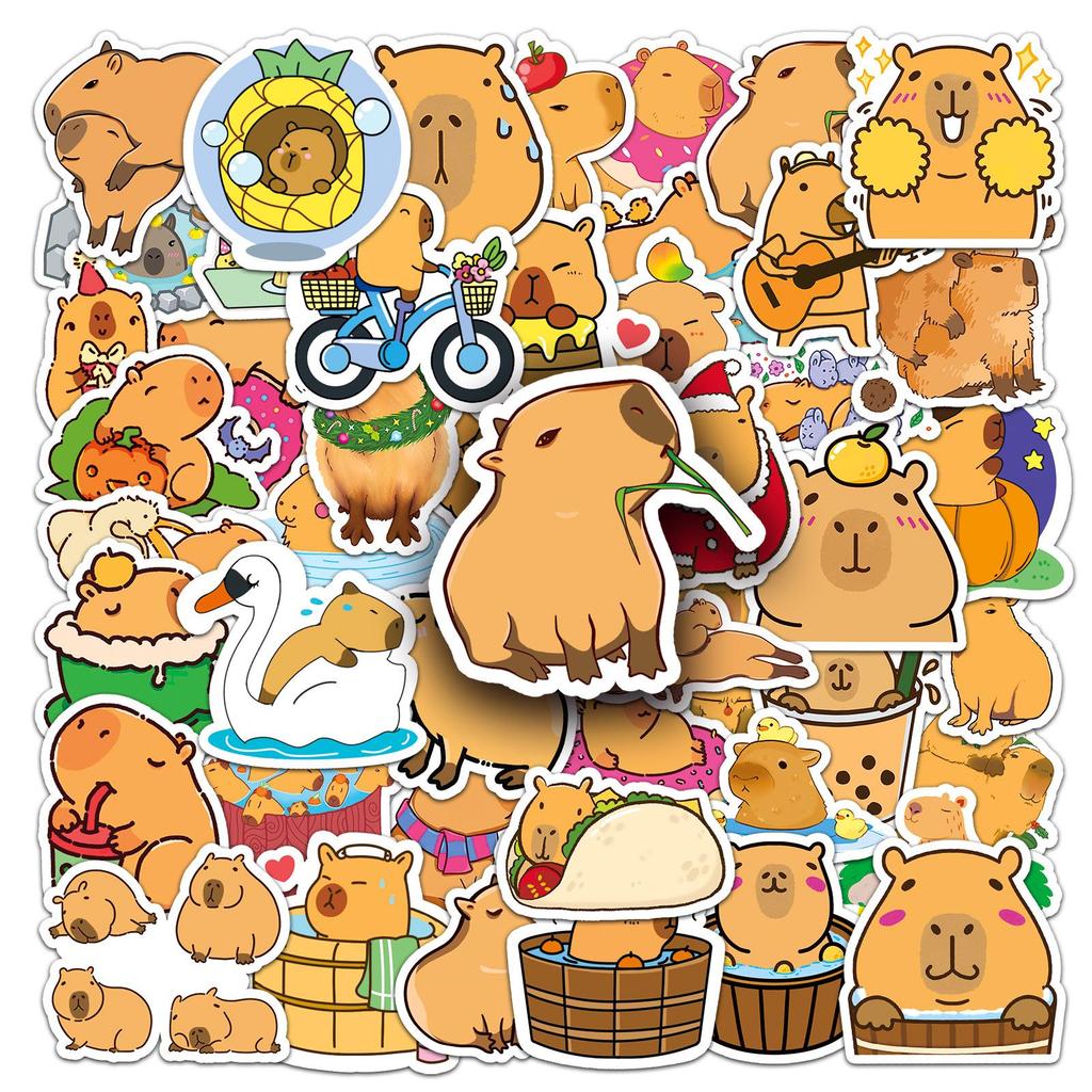 50 Capybara Graffiti Stickers: Cartoon Animal Waterproof for DIY Phone Cases & Suitcases