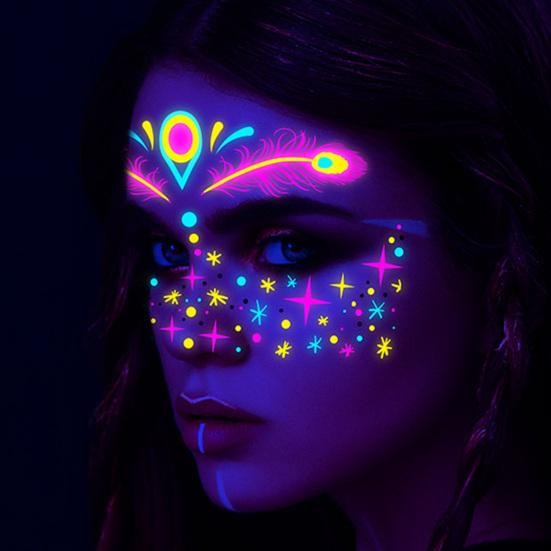 8 листов водонепроницаемые неоновые татуировки наклейки музыкальный фестиваль бабочка яркие цвета великолепные световые эффекты