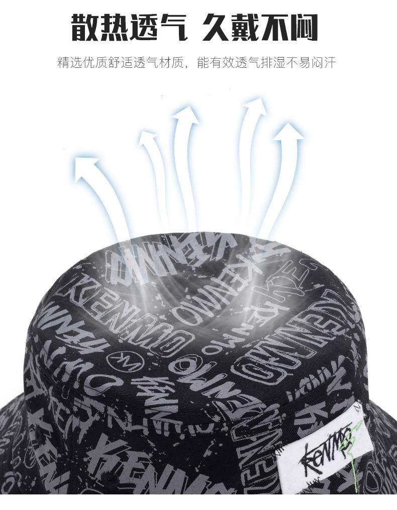 Kemer pure cotton fisherman hat trendy brand full printed logo basin hat summer women's breathable sun shading hat