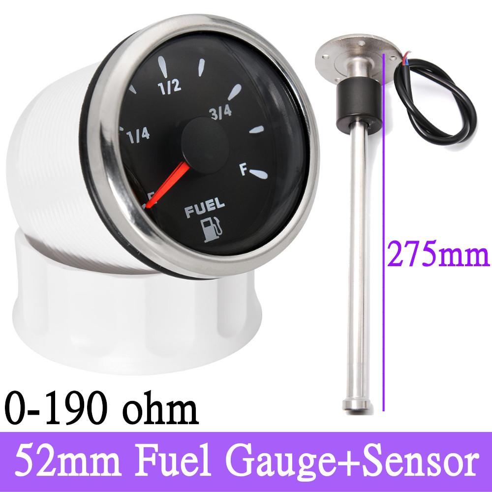 Водонепроницаемый автомобильный датчик уровня топлива 52 мм с 8 цветами подсветки, подходит для 0 ~ 190 Ом, 240-33 Ом, датчик уровня топлива для универсальной лодки, автомобиля, грузовика