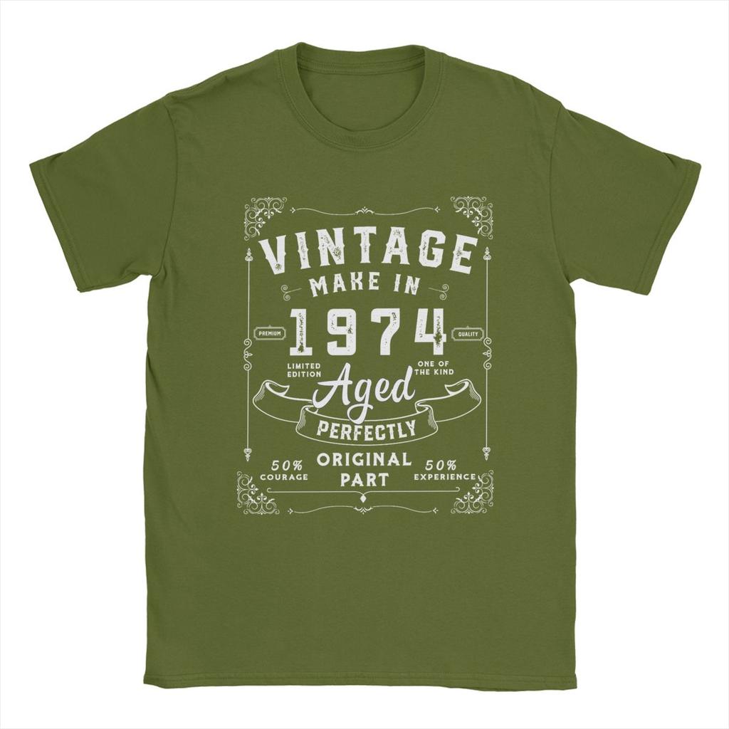 Made In 1974 Birthday Gift Men's T Shirts 50 Years Old Funny Tees Short Sleeve Crewneck T-Shirt Cotton Birthday Gift Tops