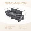 Modular Corduroy Sofa for 2 People with Wide Seat, Ergonomic Design, High-Density Foam Padding, USB-C Port. Ideal for Living Room. Dark Gray