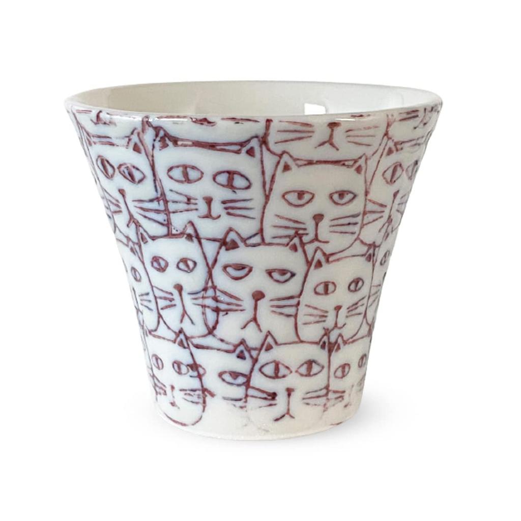J-kitchens Hasami Ware Porcelain Teacup Water-Repellent Cat S Purple 130cc Made in Japan Sake Cup