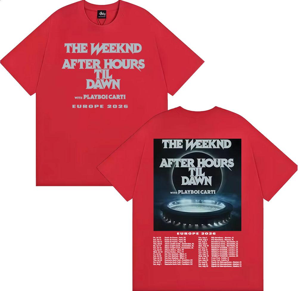 The Weeknd After Hours until Dawn Printed men's fashion Hip-hop short-sleeved T-shirt Retro Casual short-sleeved T-shirt