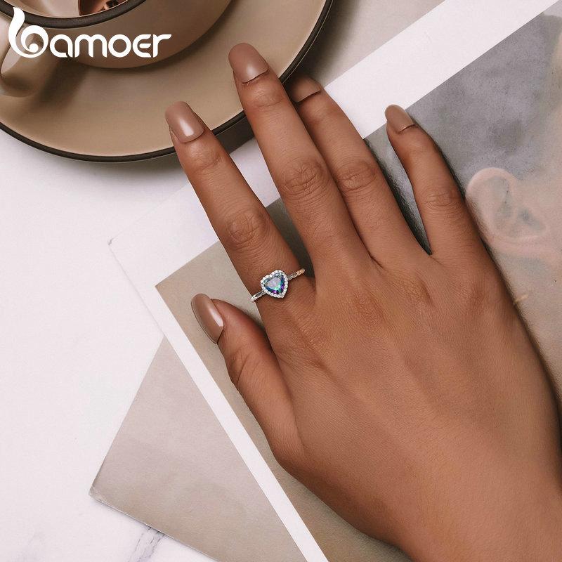 BAMOER Стерлингового Серебра 925 пробы, винтажное кольцо с сердечком в стиле ретро, ​​регулируемое кольцо со змеиным узором для женщин, вечерние ювелирные изделия, подарок