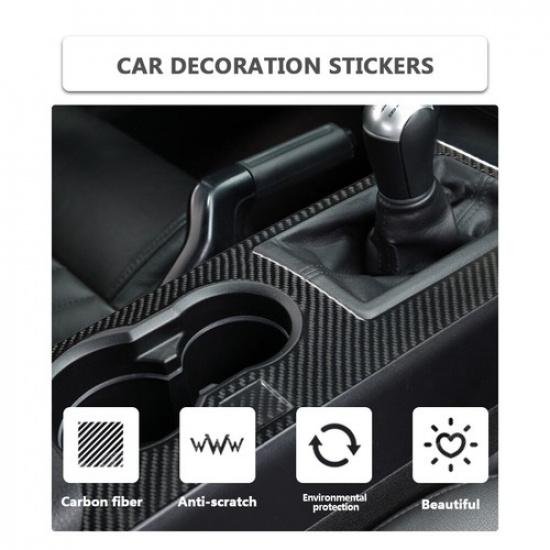 2Pcs Carbon Fiber Interior Gear Shift Cover Trim For Ford Mustang 2005-2009