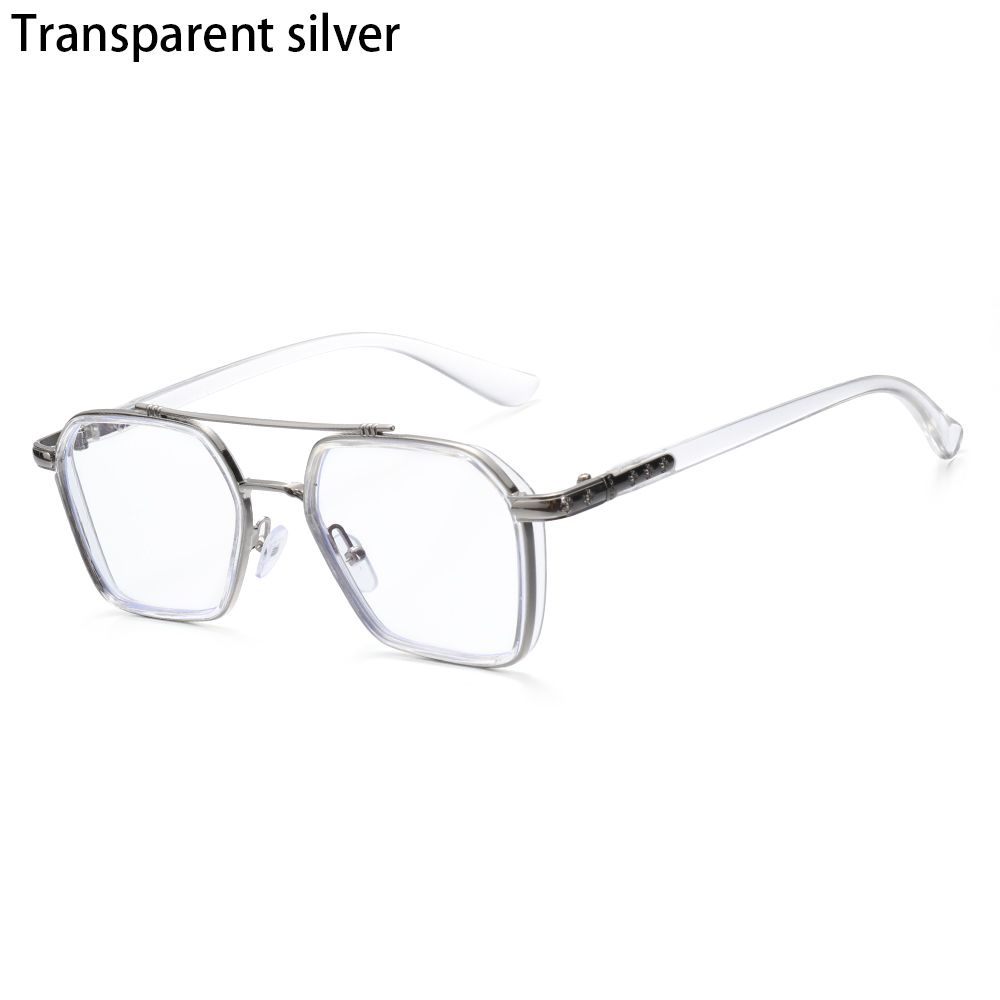 Reduces Eye Strain Vintage Polygon Double Frame UV Protection Reading Glasses Anti Blue Light Flat Mirror Eyewear Eyeglasses