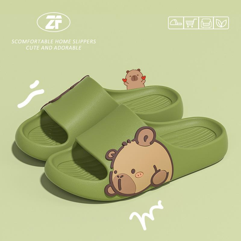 Модные женские тапочки Капибара 2025 Модные Милые Удобные Домашние Повседневные Туфли Нескользящие Сандалии для Ванной Комнаты Мультяшные Уличные Пляжные Туфли