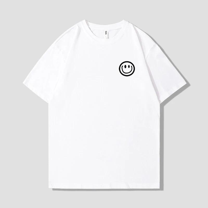 Летняя модная мужская футболка в стиле ретро с изображением улыбающегося лица из 100% хлопка с круглым вырезом и принтом, высокое качество, повседневная футболка для фитнеса и улицы