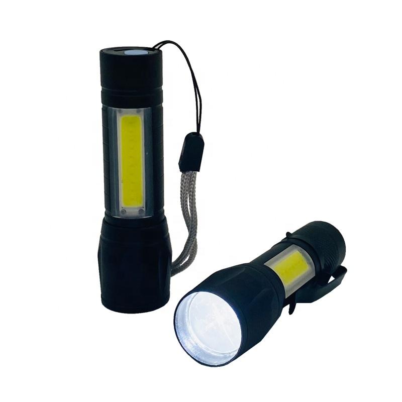 Adjustable Key Ring Cob Aluminium Hiking Usb Rechargeable Led Zoom Flashlight With Stainless Steel