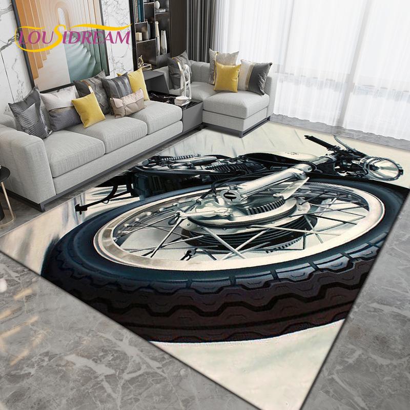Ретро винтажный мотоциклетный коврик, большой ковер, ковер для гостиной, спальни, дивана, кухонный коврик для ванной комнаты, нескользящий напольный коврик в подарок