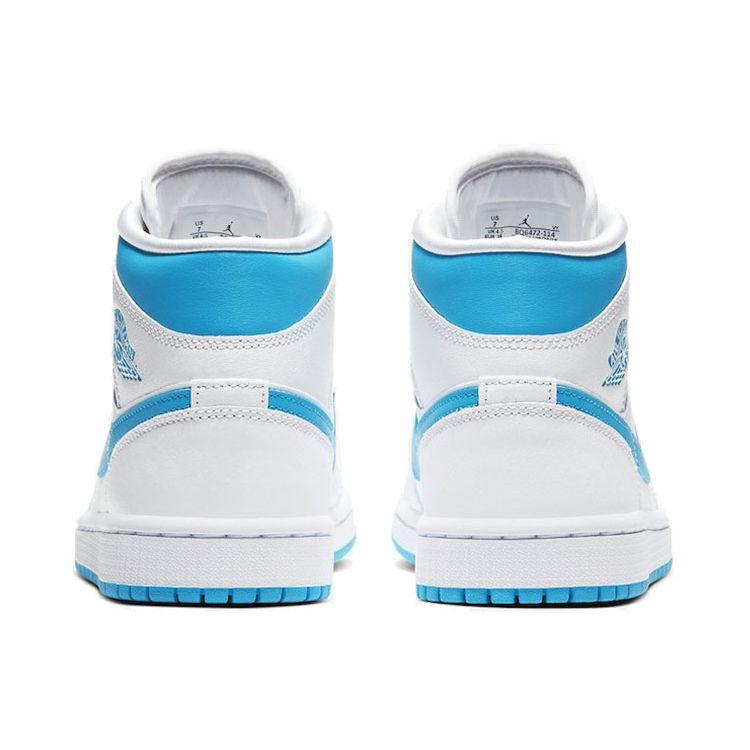 Женские кроссовки Air Jordan 1 Mid UNC White Carolina-Blue BQ6472-114