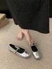 Girls Mary Jane Single Shoes Female Spring Square Head Flat Shallow Mouth Soft Bottom Soybean Shoes