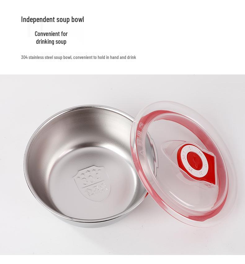 304 Stainless Steel Insulated Bento Lunch Box with Lid - Student & Office Style, Microwave Safe, Deep Compartment Design